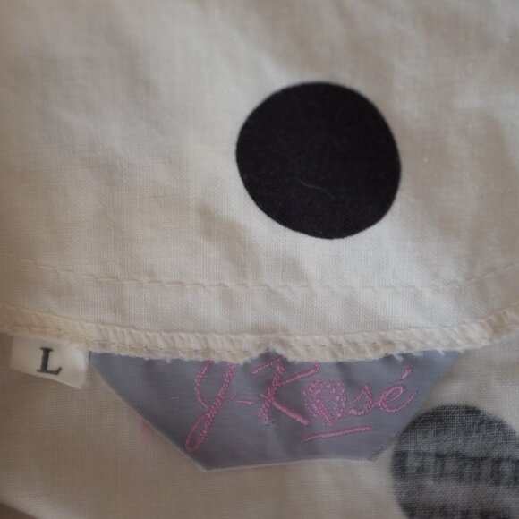 COPY - Retro ivory black polka dot buttoned dress size L - Picture 10 of 10